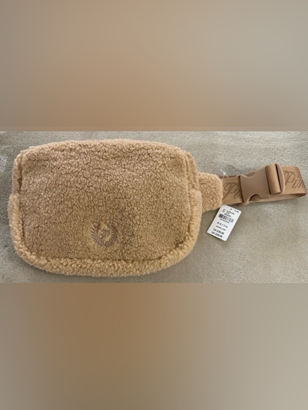 Beautiful PINK Victoria's Secret Plush Belt Bag in Tan, NWT!